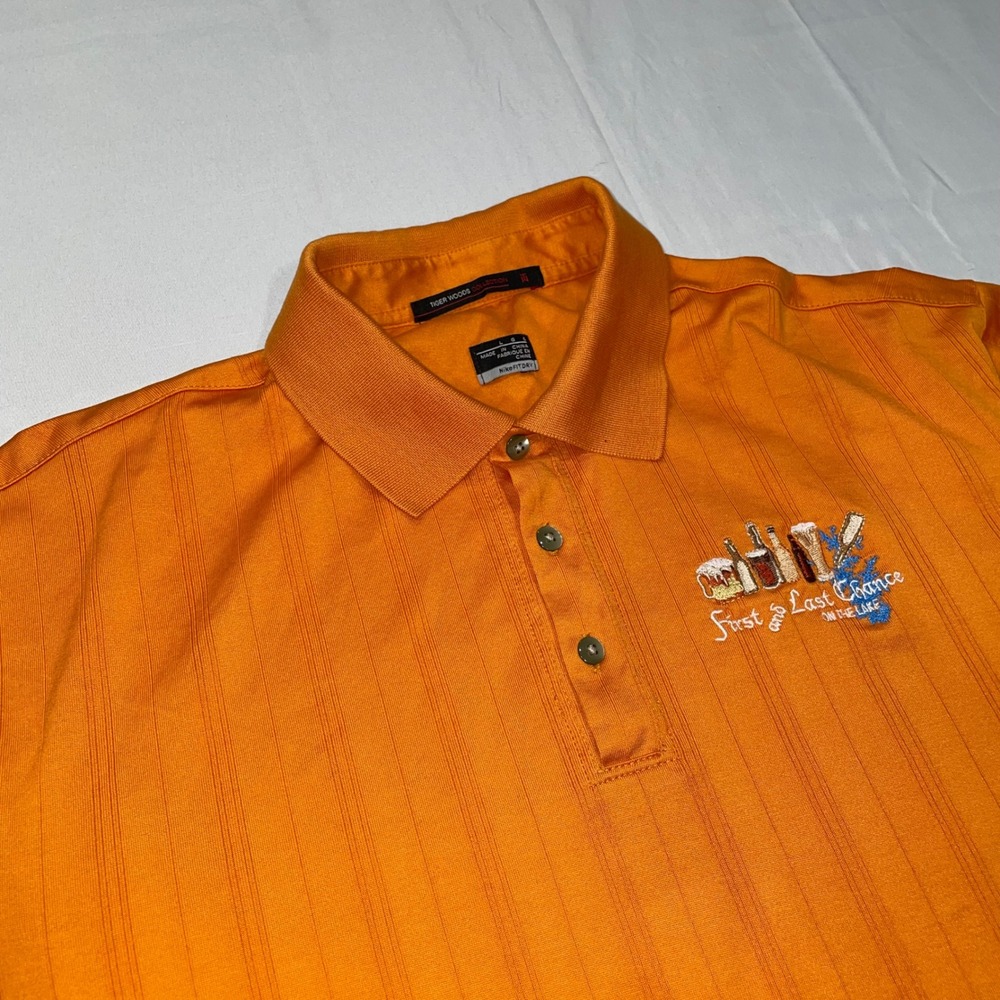 Nike Tiger Woods Collection Mens Orange Golf Polo Shirt Large First Last Chance
